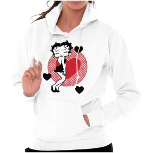 Brisco Brands Betty Boop Cute Sassy Kissy Face Hoodie Sweatshirt Women(White)