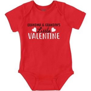 Brisco Brands Grandma and Grandpas Little Valentine Baby Romper Boys or Girls(Red)