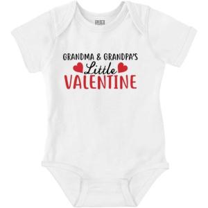 Brisco Brands Grandma and Grandpas Little Valentine Baby Romper Boys or Girls(White)