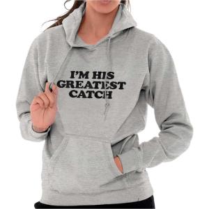 Brisco Brands His Greatest Catch Funny Fishing Hoodie Sweatshirt Women(Sport Grey)