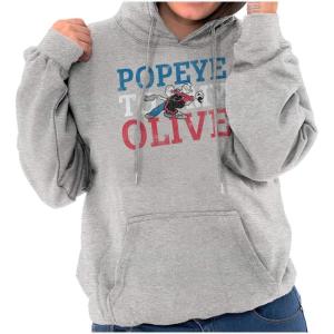 Brisco Brands Popeye To My Olive Oyl Cute Couple Hoodie Sweatshirt Women(Sport Grey)