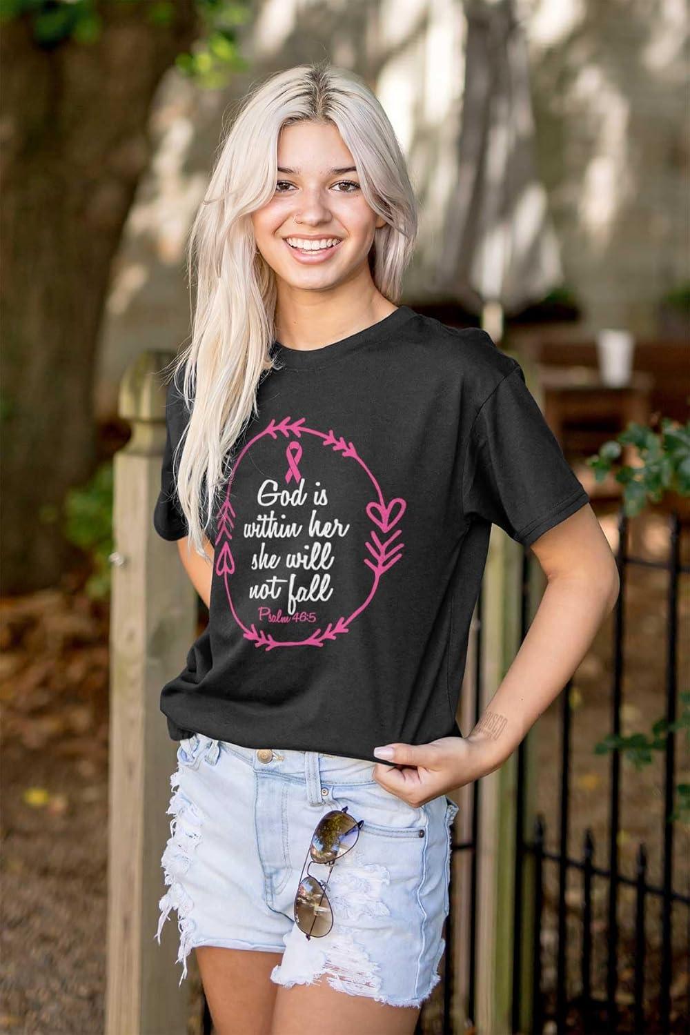 imageBreast Cancer Awareness Faith in God Womens Graphic T Shirt TeesBlack
