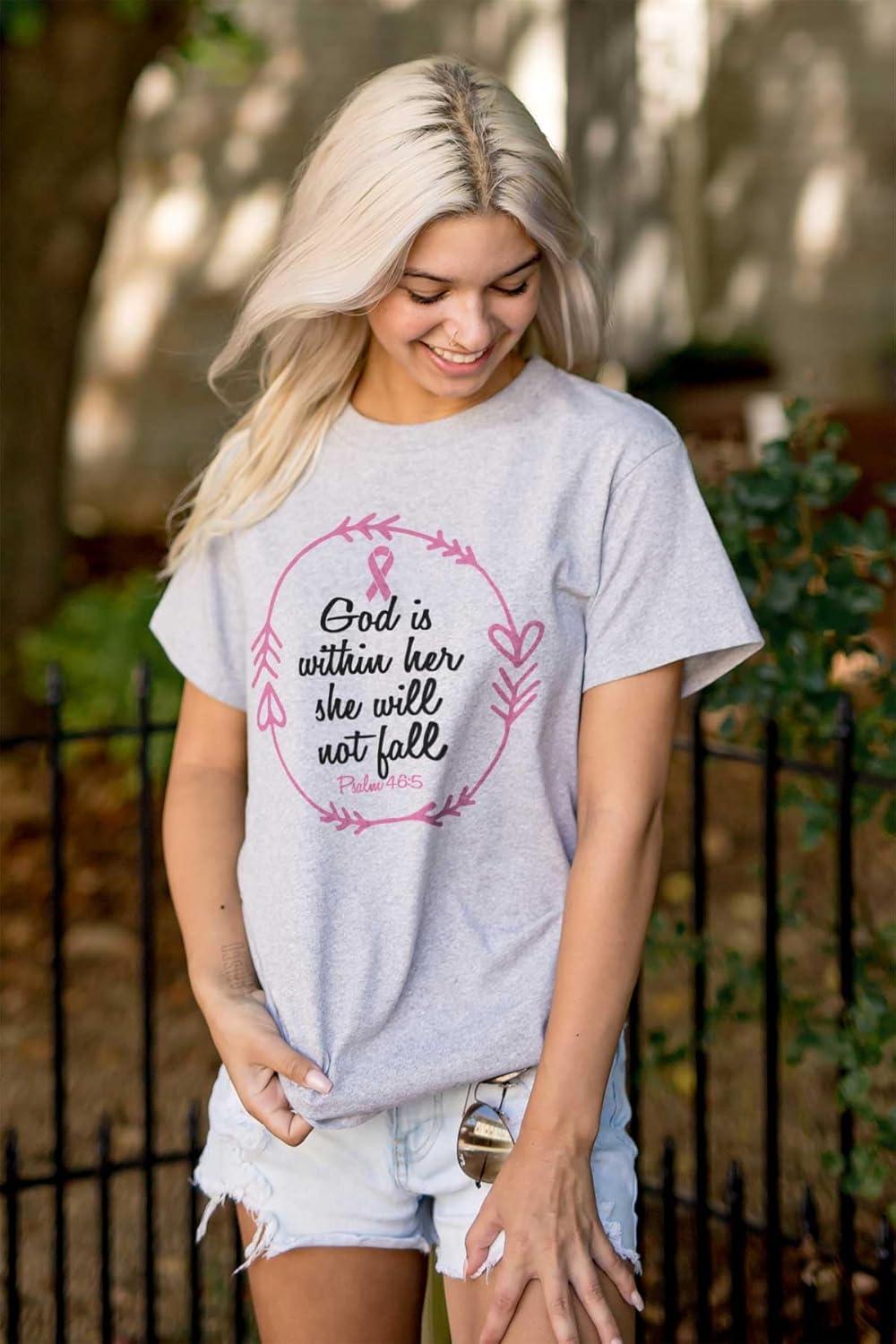 imageBreast Cancer Awareness Faith in God Womens Graphic T Shirt TeesSport Grey