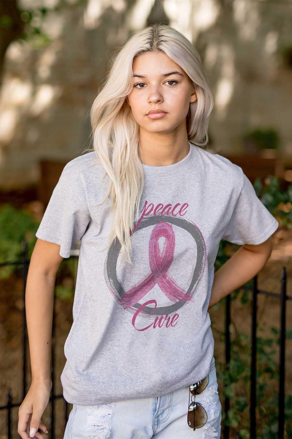 imageBreast Cancer Awareness Peace Sign Womens Graphic T Shirt TeesSport Grey