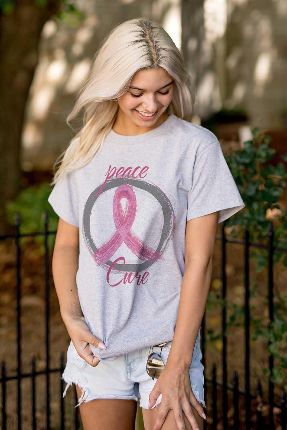 imageBreast Cancer Awareness Peace Sign Womens Graphic T Shirt TeesSport Grey