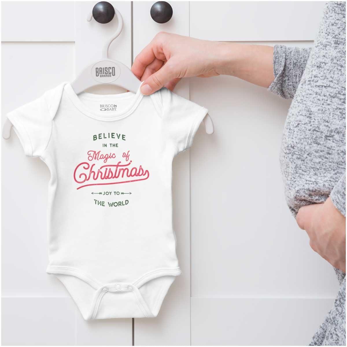 imageBrisco Brands Believe in the Magic of Christmas Baby Romper Boys or GirlsWhite