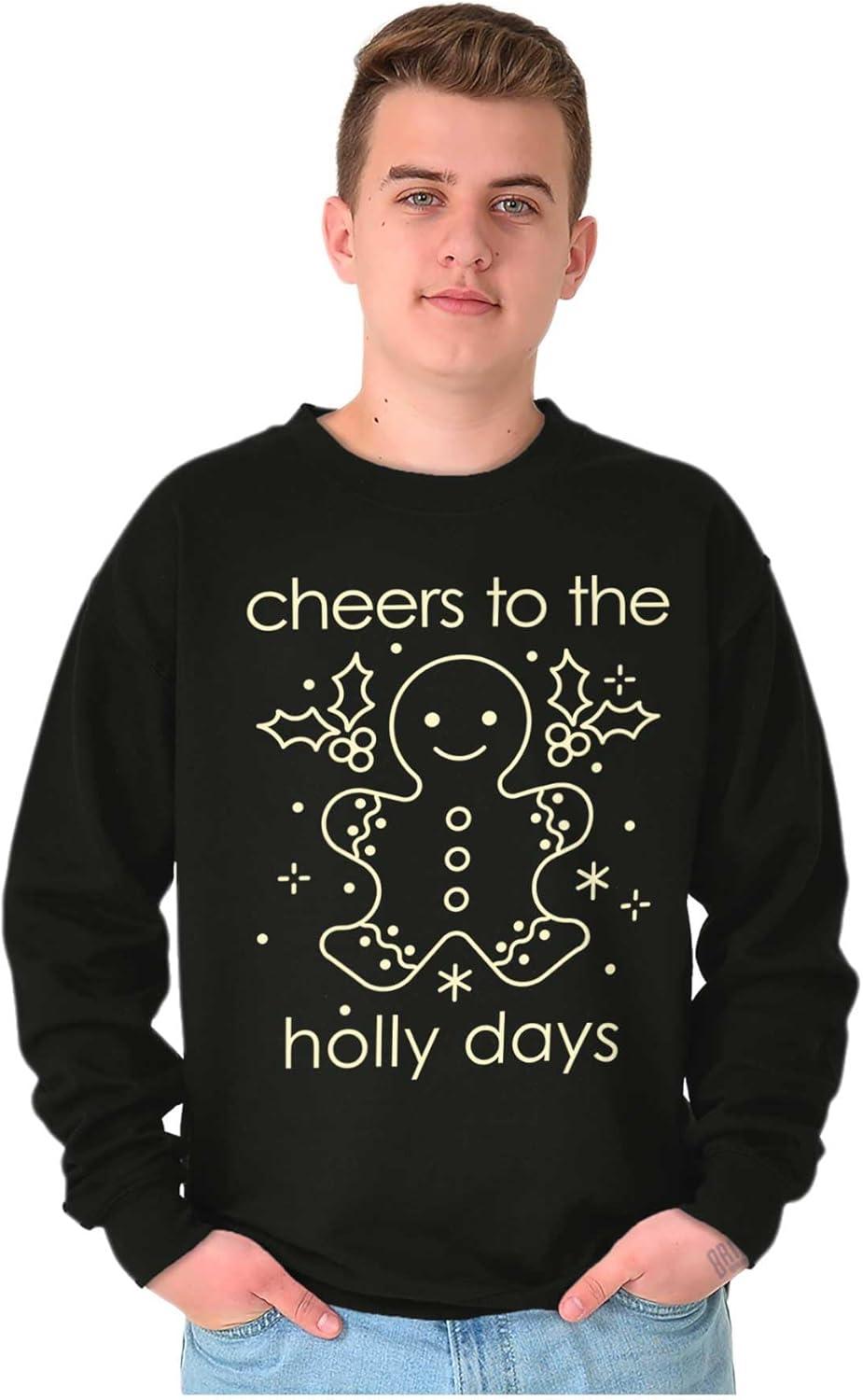 imageBrisco Brands Christmas Cheers To The Holly Days Sweatshirt for Men or WomenBlack
