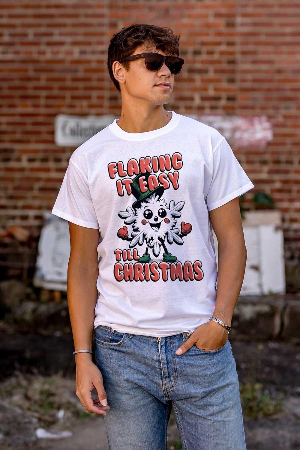 imageBrisco Brands Flaking It Easy Till Christmas Pun Graphic T Shirt Men or WomenWhite