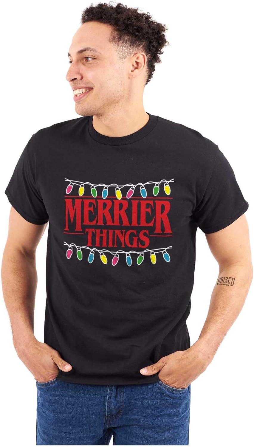 imageBrisco Brands Merrier Things Christmas Lights Graphic T Shirt Men or WomenBlack