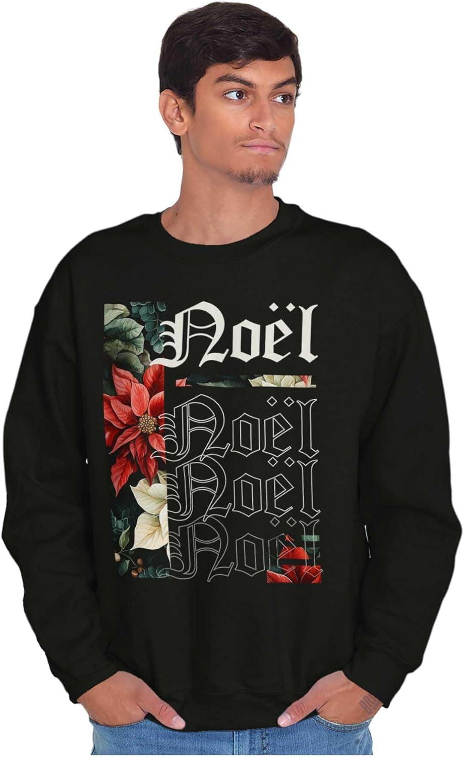 imageBrisco Brands Poinsettia Christmas Flower Noel Sweatshirt for Men or WomenBlack