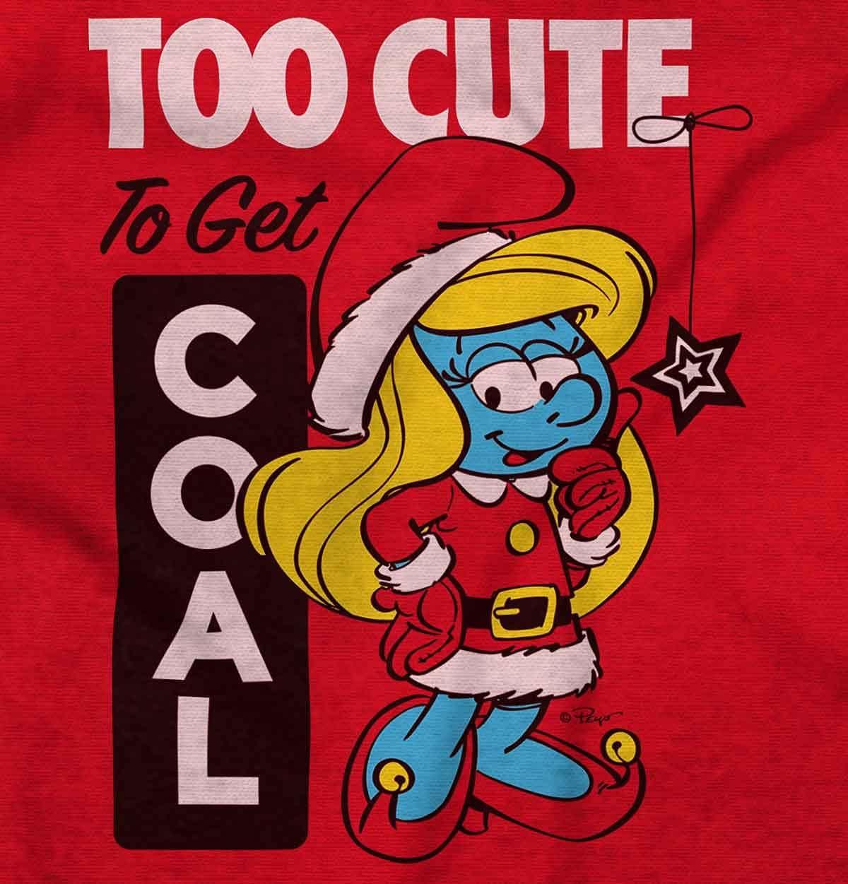 imageBrisco Brands Santa Smurfette Too Cute Christmas Womens Graphic T Shirt TeesRed
