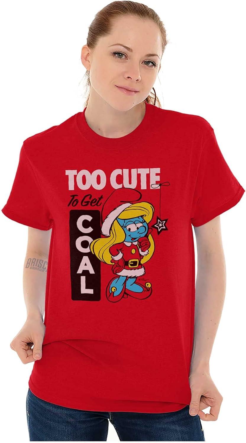 imageBrisco Brands Santa Smurfette Too Cute Christmas Womens Graphic T Shirt TeesRed