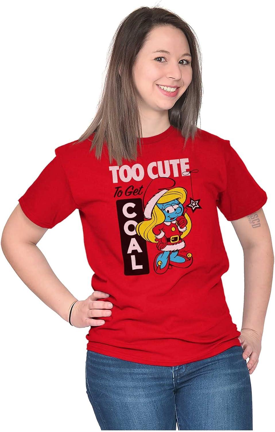 imageBrisco Brands Santa Smurfette Too Cute Christmas Womens Graphic T Shirt TeesRed