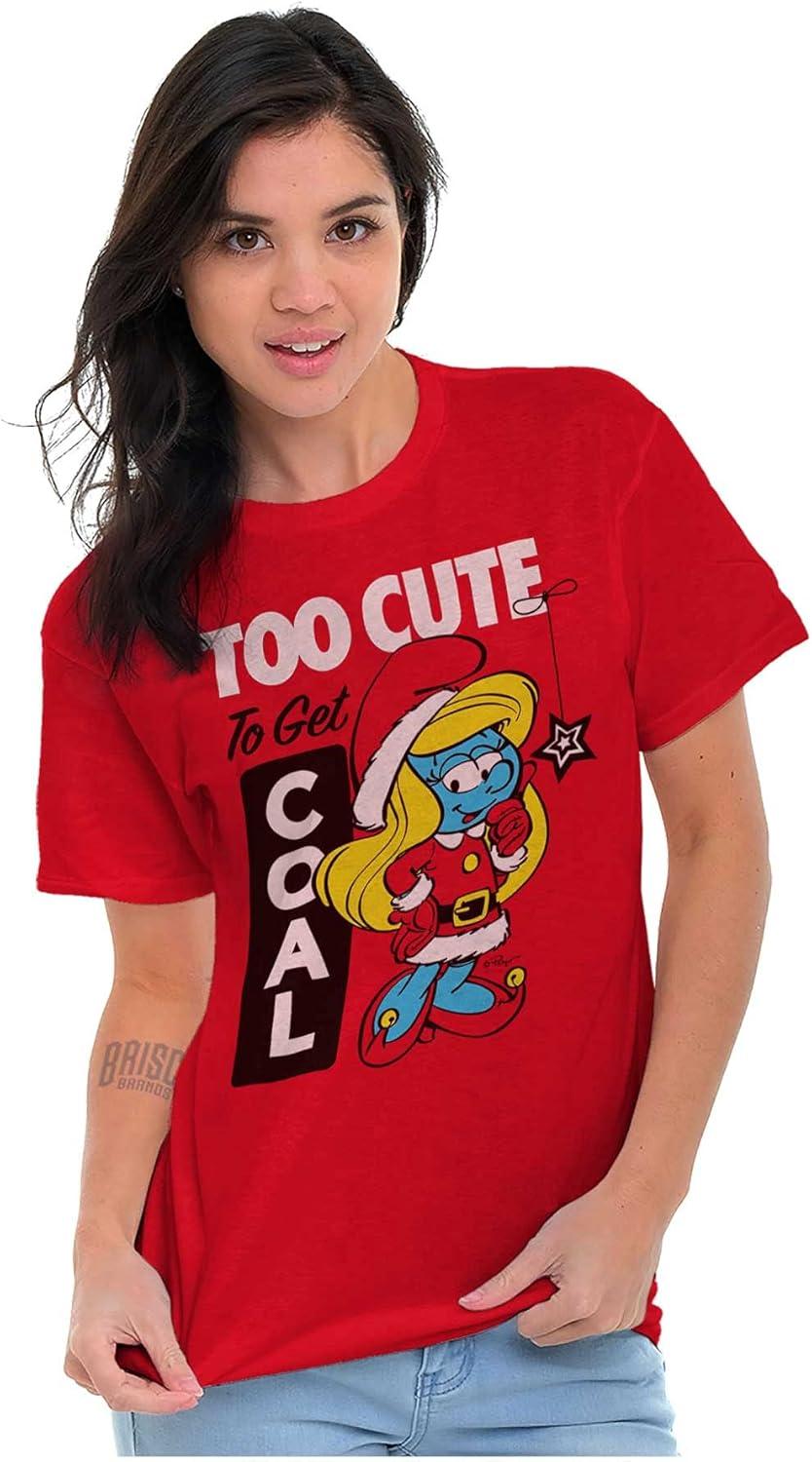 imageBrisco Brands Santa Smurfette Too Cute Christmas Womens Graphic T Shirt TeesRed