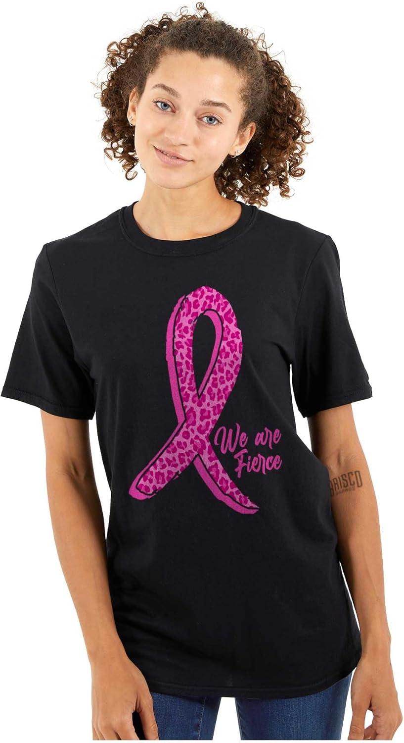 imageCheetah Pink Ribbon We are Fierce Womens Graphic T Shirt TeesBlack