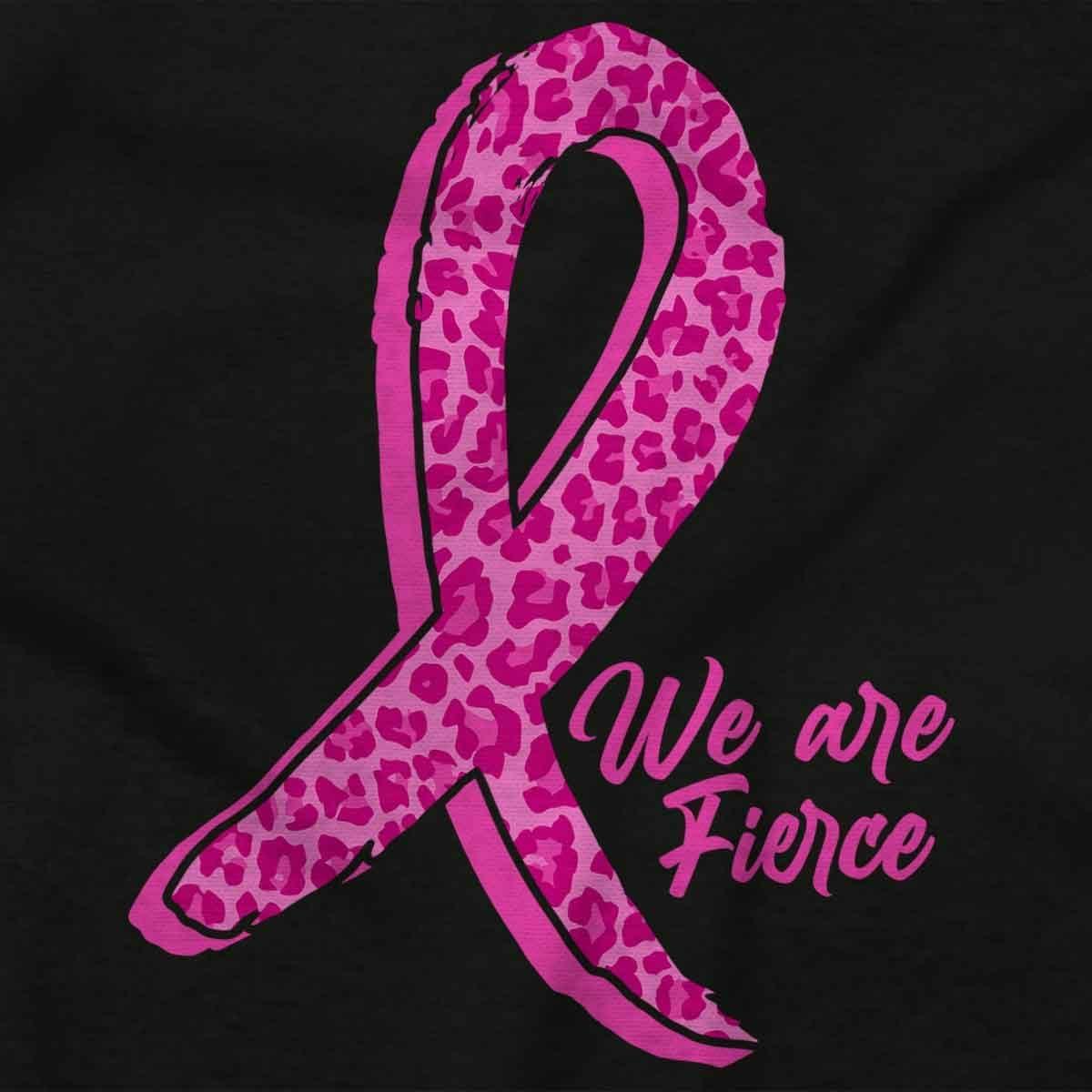 imageCheetah Pink Ribbon We are Fierce Womens Graphic T Shirt TeesBlack