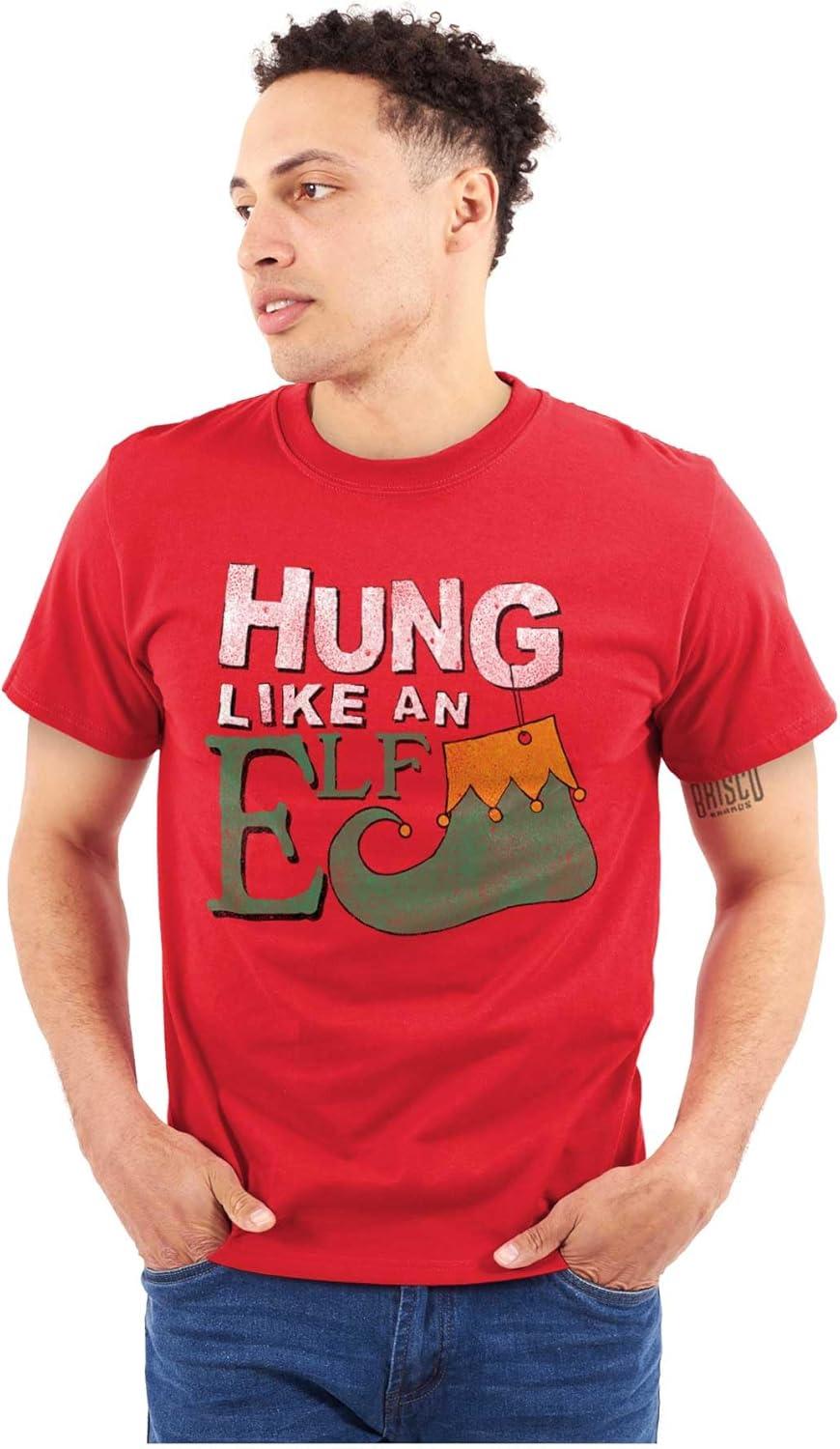 imageChristmas Hung Like an Elf Funny Mens Graphic T Shirt TeesRed