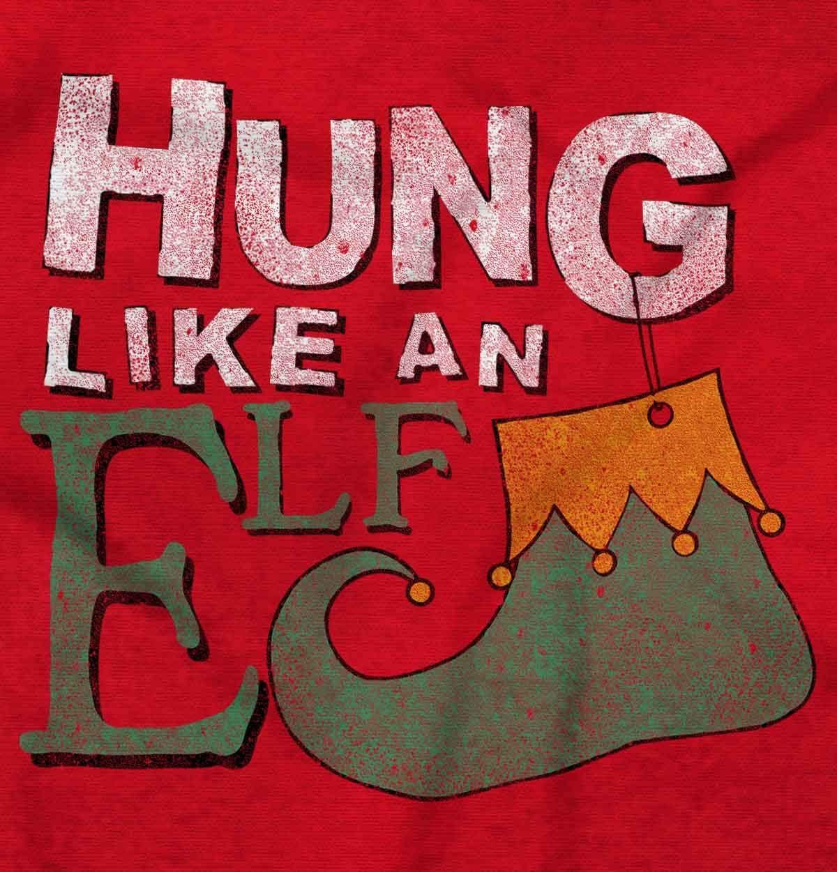 imageChristmas Hung Like an Elf Funny Mens Graphic T Shirt TeesRed