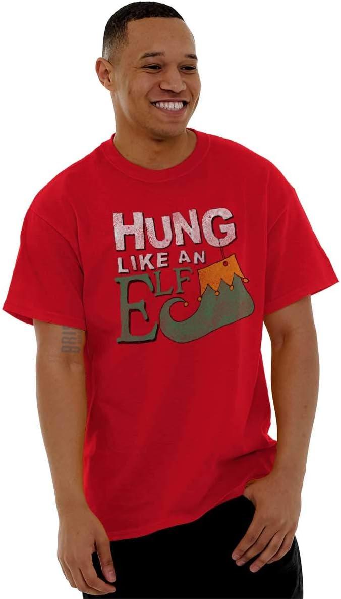 imageChristmas Hung Like an Elf Funny Mens Graphic T Shirt TeesRed