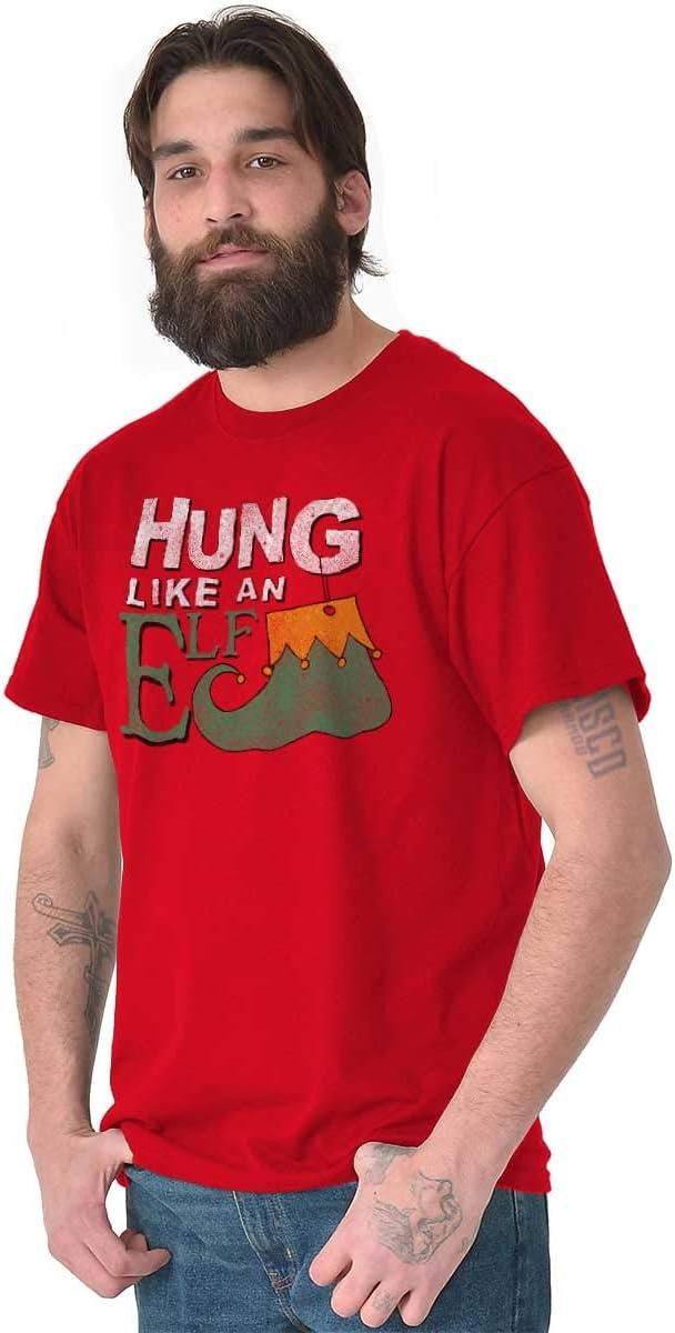imageChristmas Hung Like an Elf Funny Mens Graphic T Shirt TeesRed