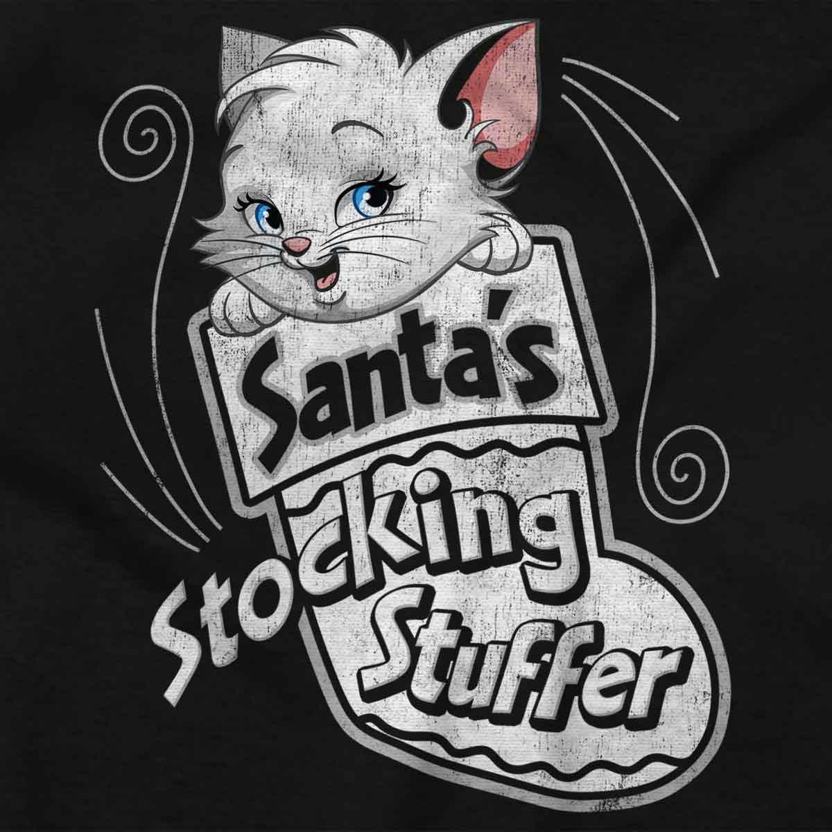 imageChristmas Santas Stocking Stuffer Cat Womens Graphic T Shirt TeesBlack