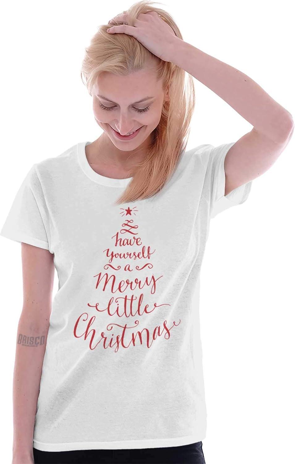 imageHave Yourself Merry Little Christmas Womens Slim Fit Graphic TeeWhite Red Ink