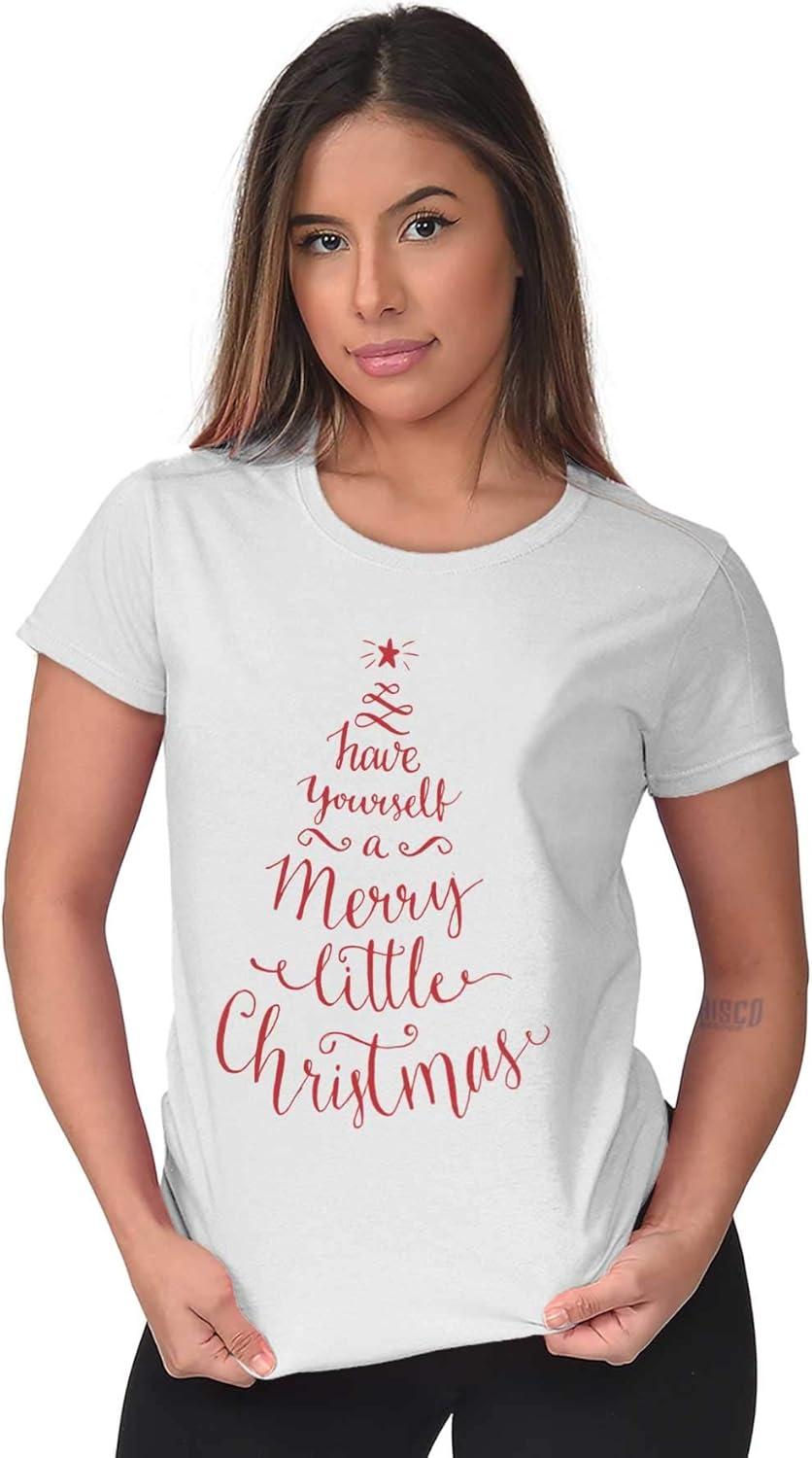 imageHave Yourself Merry Little Christmas Womens Slim Fit Graphic TeeWhite Red Ink