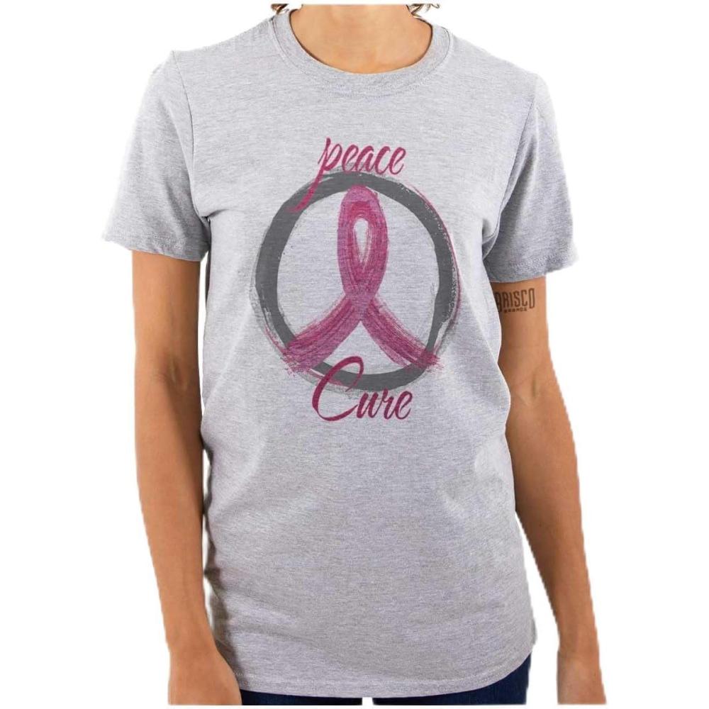 imageBreast Cancer Awareness Peace Sign Womens Graphic T Shirt TeesSport Grey
