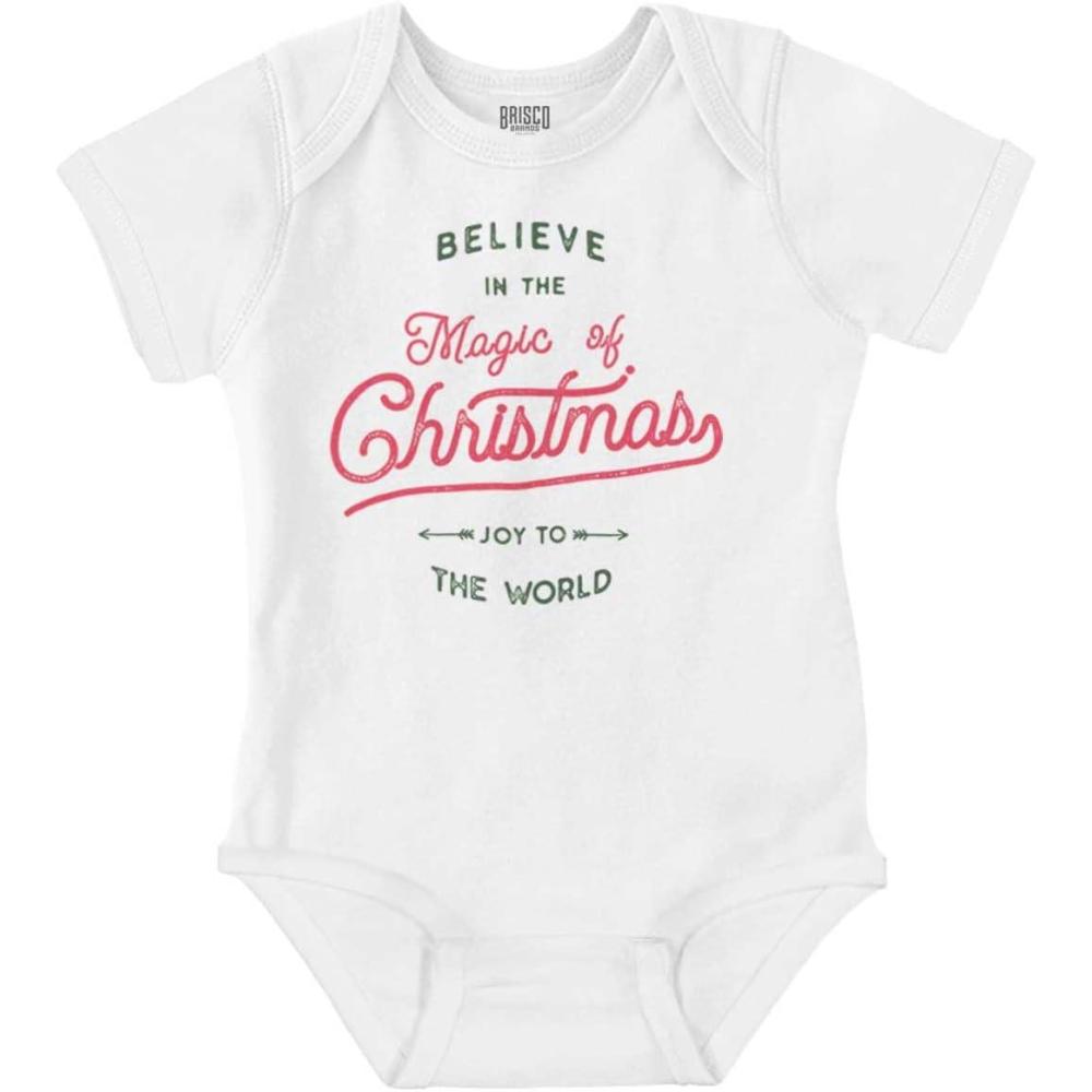 imageBrisco Brands Believe in the Magic of Christmas Baby Romper Boys or GirlsWhite