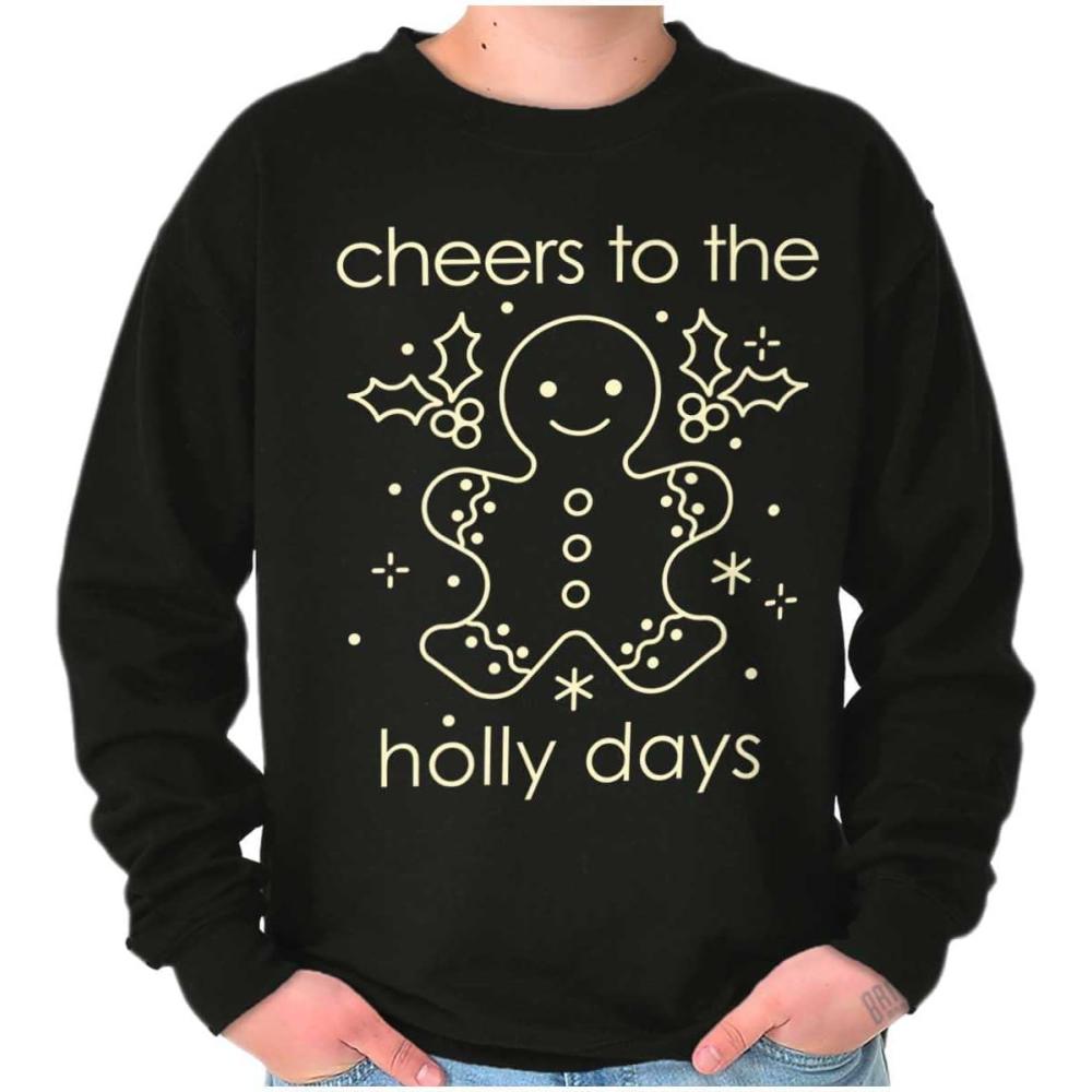 imageBrisco Brands Christmas Cheers To The Holly Days Sweatshirt for Men or WomenBlack
