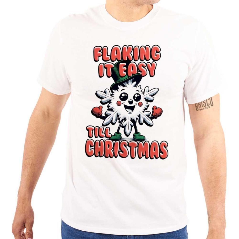 imageBrisco Brands Flaking It Easy Till Christmas Pun Graphic T Shirt Men or WomenWhite