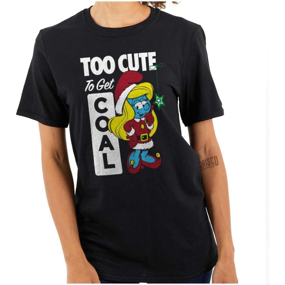 imageBrisco Brands Santa Smurfette Too Cute Christmas Womens Graphic T Shirt TeesBlack