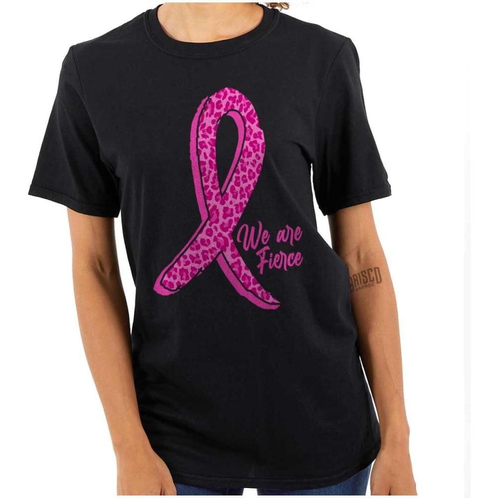 imageCheetah Pink Ribbon We are Fierce Womens Graphic T Shirt TeesBlack