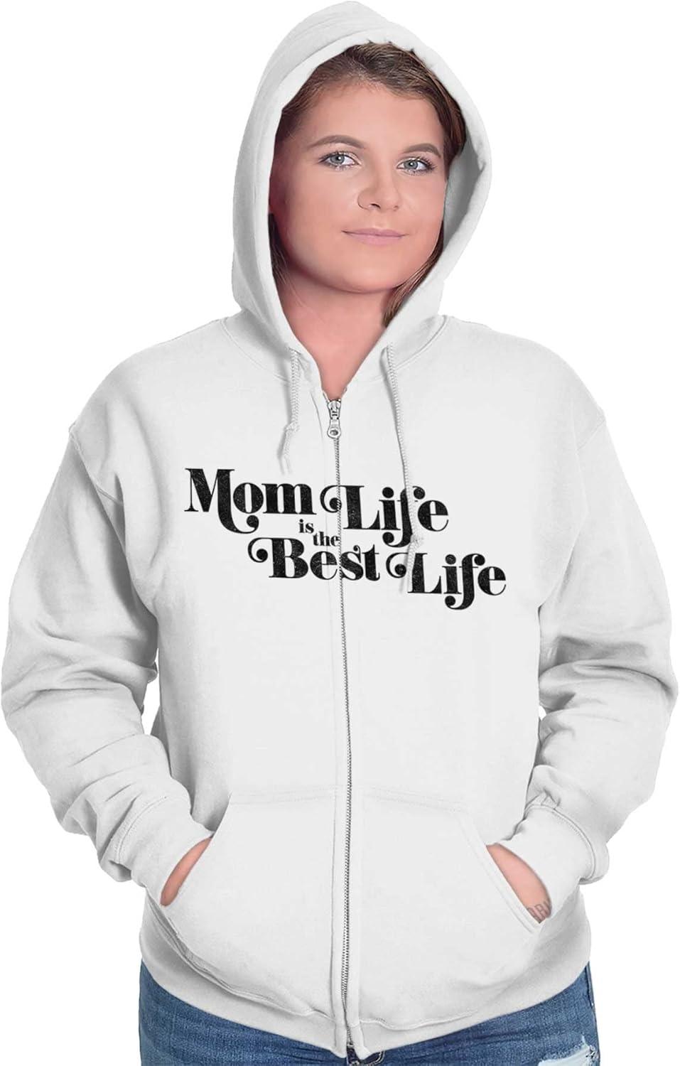 imageBrisco Brands Mom Life is the Best Mothers Day Zip Hoodie Sweatshirt WomenWhite