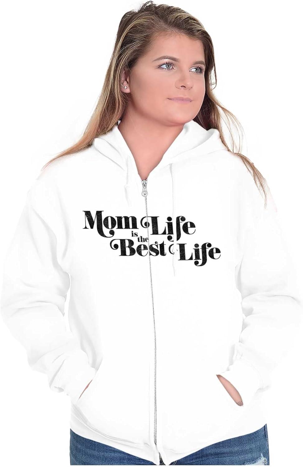 imageBrisco Brands Mom Life is the Best Mothers Day Zip Hoodie Sweatshirt WomenWhite