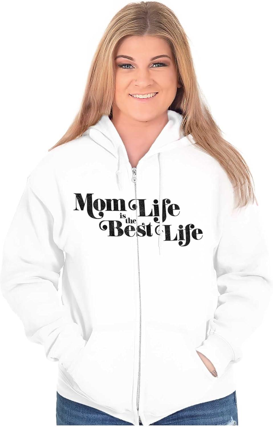 imageBrisco Brands Mom Life is the Best Mothers Day Zip Hoodie Sweatshirt WomenWhite