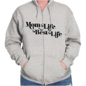 Brisco Brands Mom Life is the Best Mothers Day Zip Hoodie Sweatshirt Women(Sport Grey)