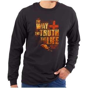 The Way Truth Life Christian Cross Mens Long Sleeve Tee T Shirt(Black)