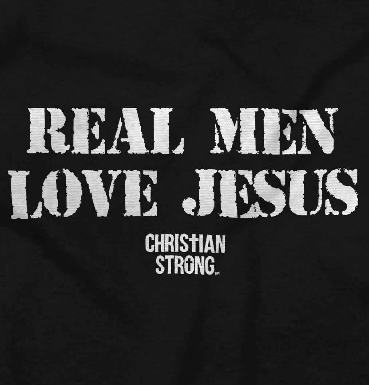 imageBrisco Brands Real Men Love Jesus Christian Hoodie Hooded Sweatshirt MenBlack