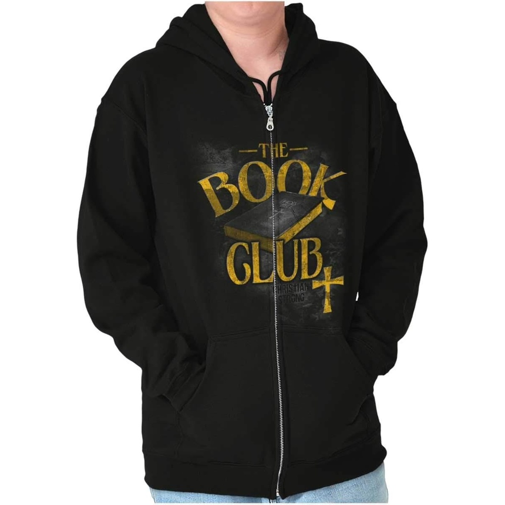 imageChristian Strong Holy Bible Book Club Religious Zip Up Hoodie Mens Womens