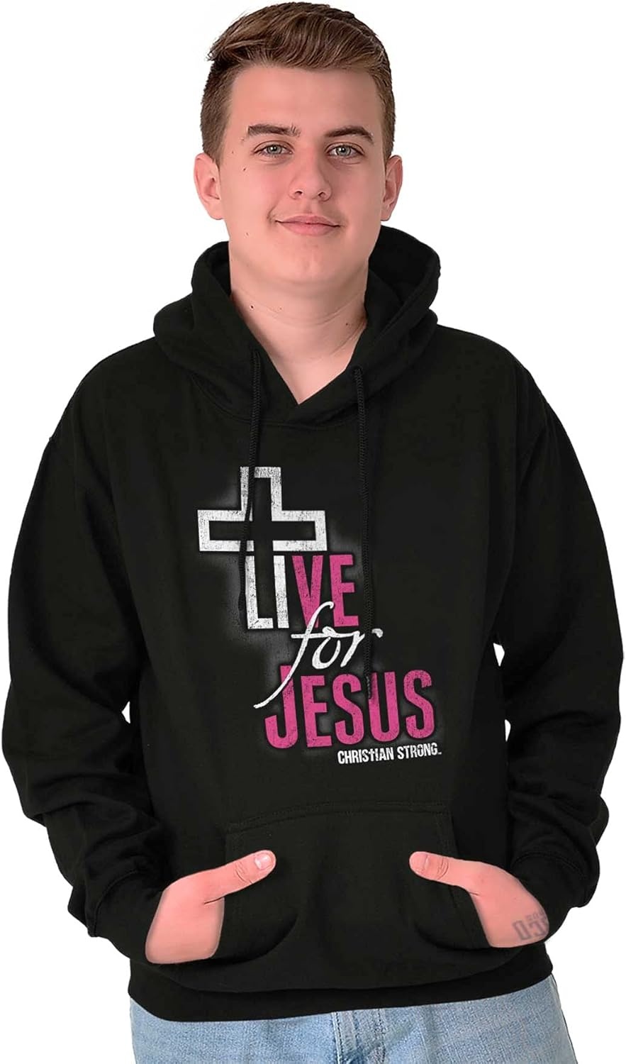 image:imageChristian Strong Live for Jesus Religious Faith Hoodie Sweatshirt Women MenBlack
