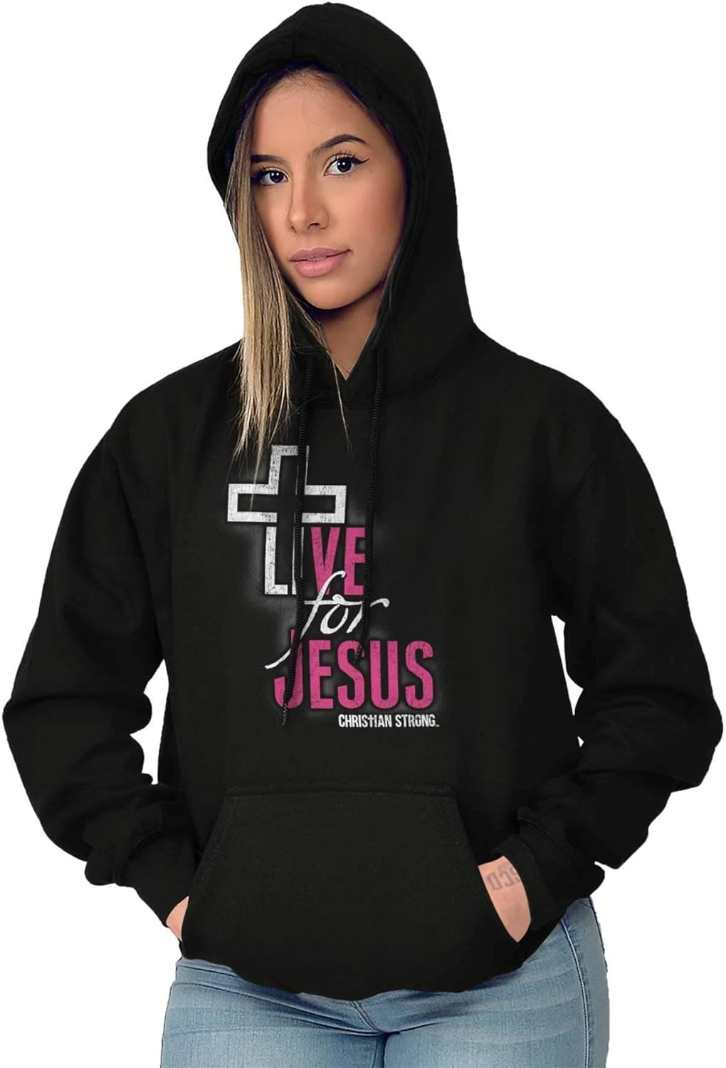 image:imageChristian Strong Live for Jesus Religious Faith Hoodie Sweatshirt Women MenBlack