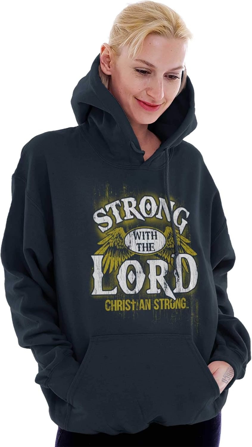 image:imageStrong With the Lord Christian Faith Hoodie Hooded Sweatshirt MenNavy