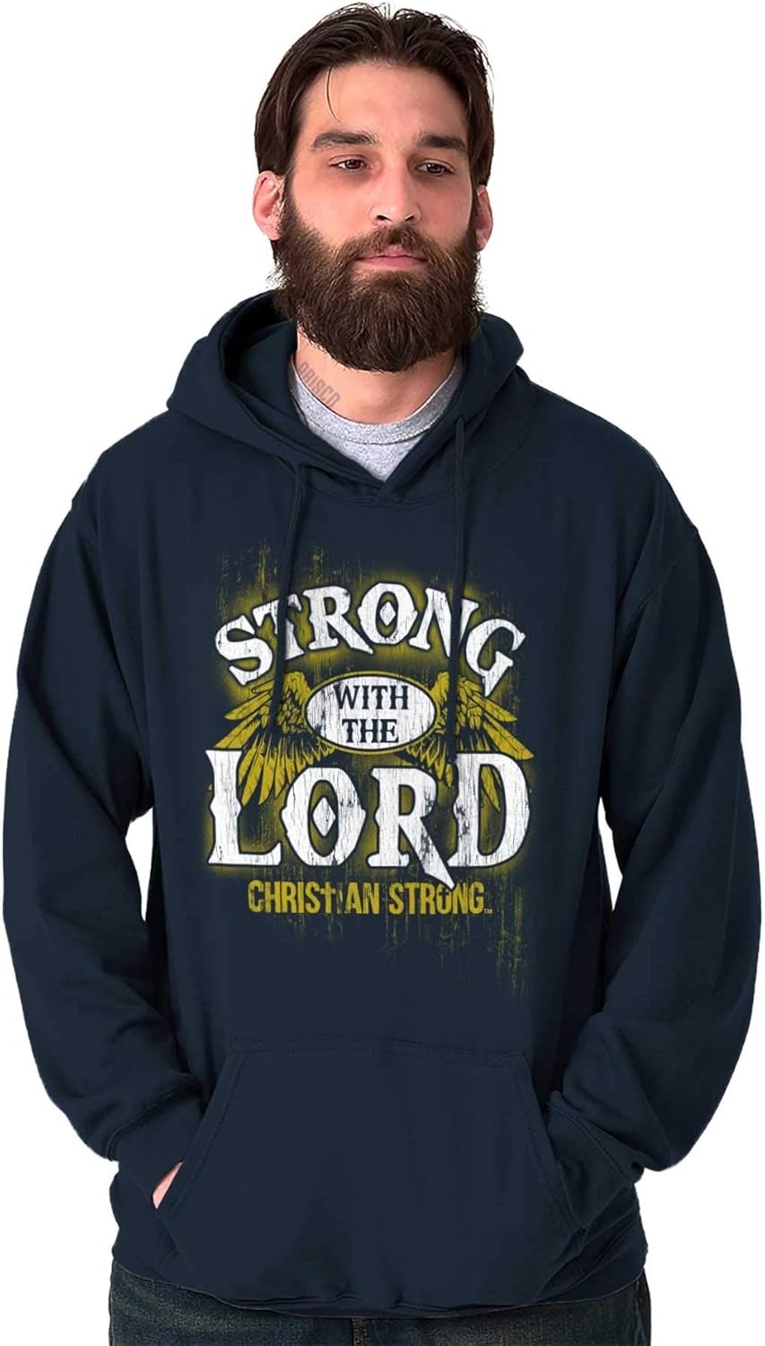image:imageStrong With the Lord Christian Faith Hoodie Hooded Sweatshirt MenNavy