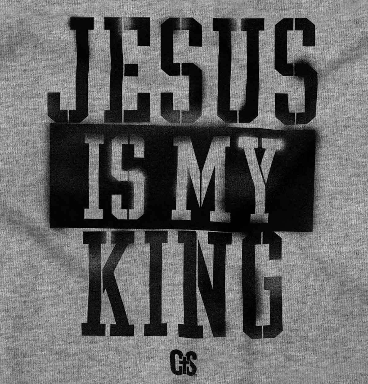 image:imageBrisco Brands Jesus is my King Christian Faith Zip Up Hoodie Mens WomensSport Grey
