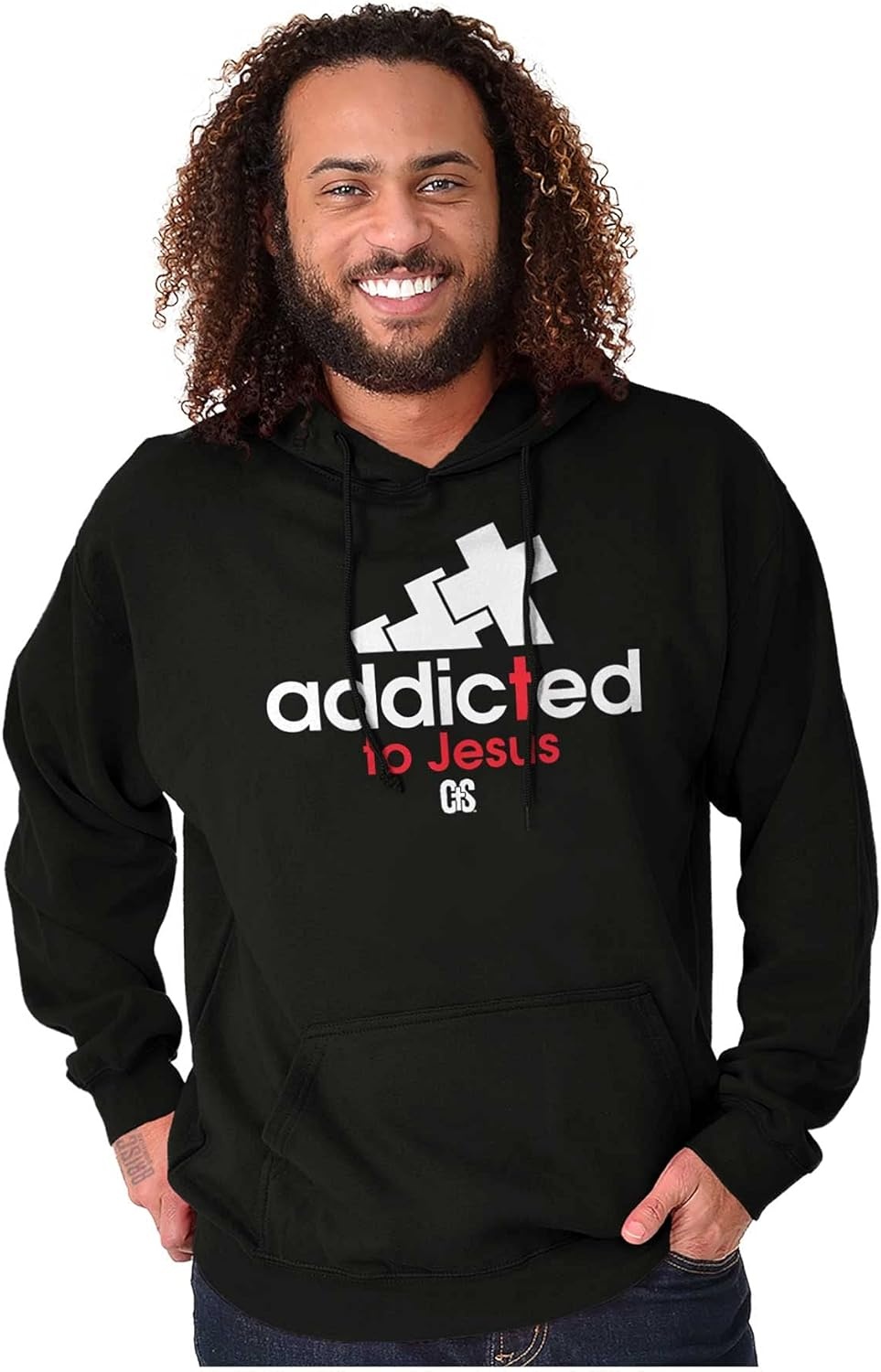 image:imageBrisco Brands Punny Christian Addicted to Jesus Hoodie Sweatshirt Women MenBlack