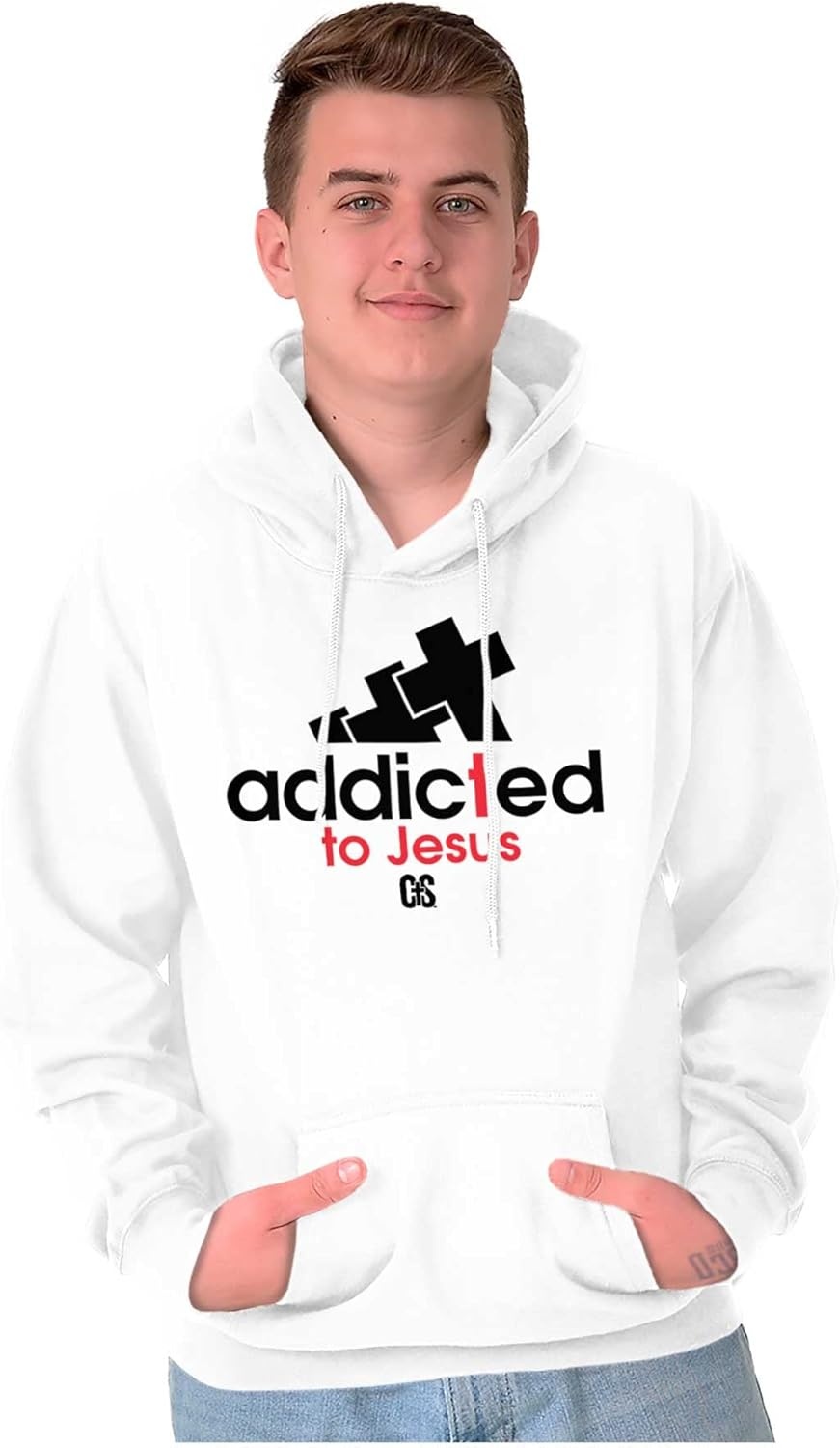 image:imageBrisco Brands Punny Christian Addicted to Jesus Hoodie Sweatshirt Women MenWhite