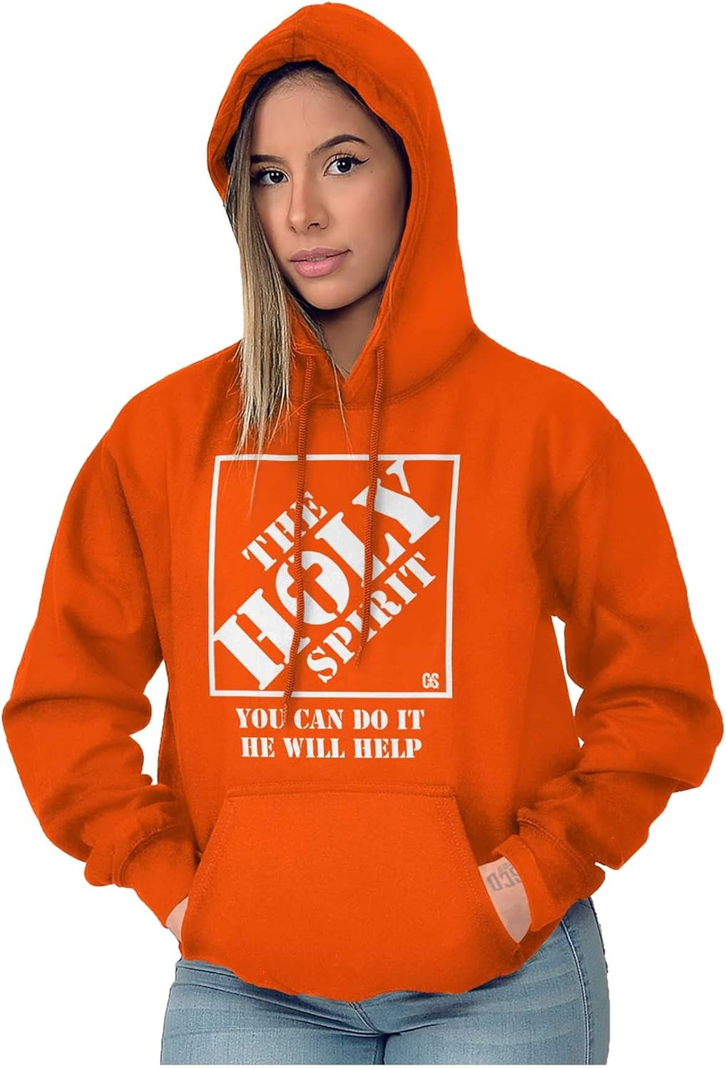 image:imageBrisco Brands Punny Christian Holy Spirit Faith Hoodie Sweatshirt Women MenOrange