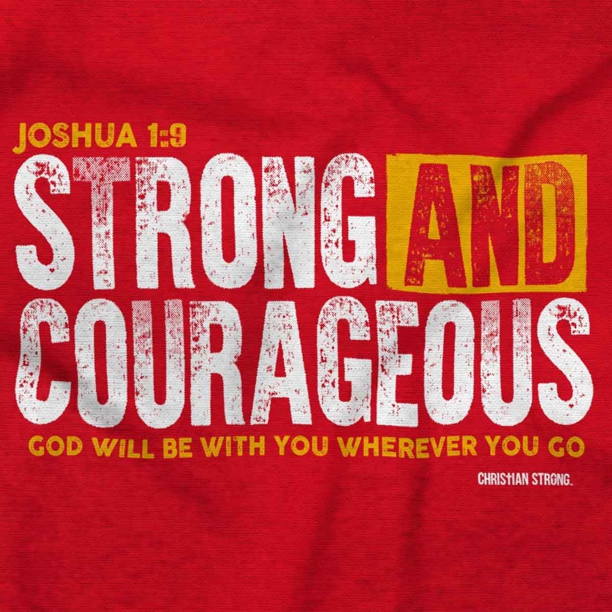 image:imageBrisco Brands Strong Courageous with God Scripture Mens Graphic T Shirt TeesGarnet