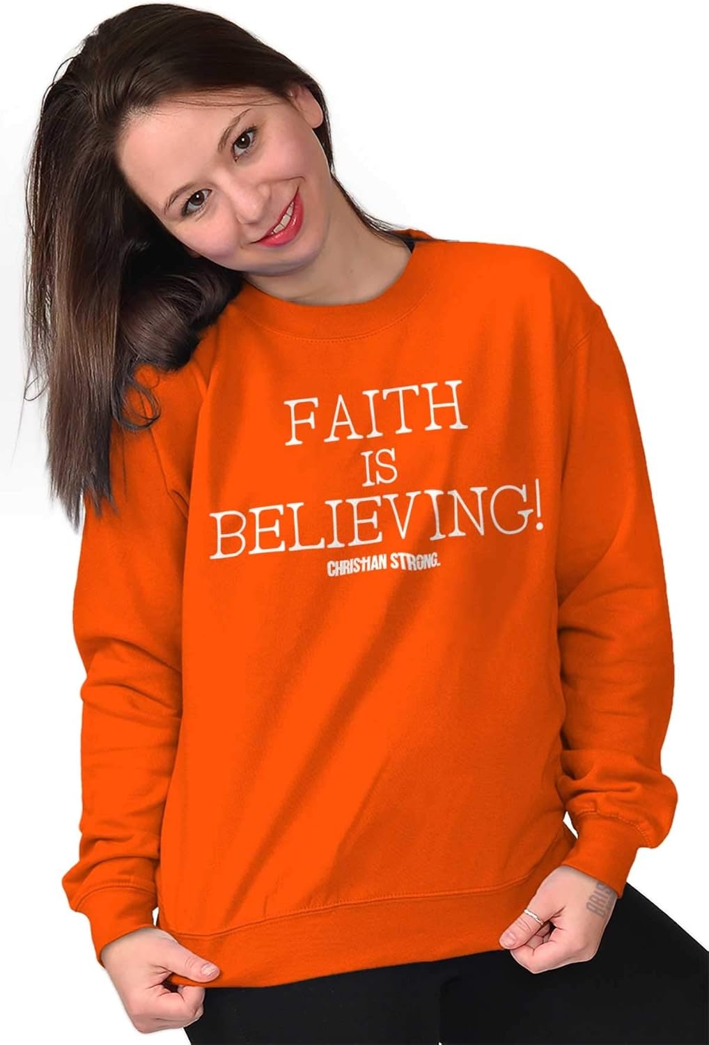 image:imageFaith is Believing Christian Love Women Crewneck SweatshirtOrange